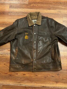 Golden Glove - Leather Jackets - Embroidered Logos On Front And Back - Large